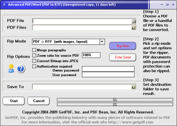 Advanced PDF to RTF Converter screenshot 2