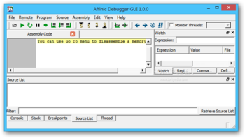 Affinic Debugger GUI screenshot
