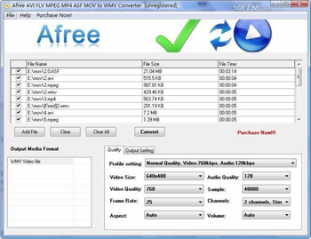 Afree AVI FLV MPEG MP4 to WMV Converter screenshot 3
