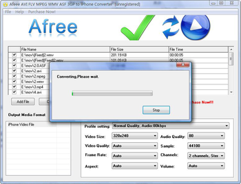 Afree AVI FLV MPEG to iPhone Converter screenshot