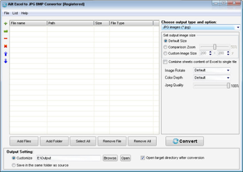 Ailt Excel to JPG BMP Converter screenshot