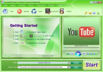 Amediasoft Video to YouTube Converter screenshot