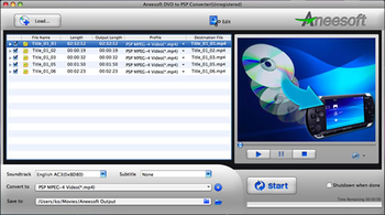 Aneesoft DVD to PSP Converter for Mac screenshot