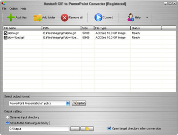 Aostsoft GIF to PowerPoint Converter screenshot