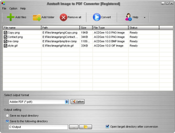 Aostsoft Image to PDF Converter screenshot