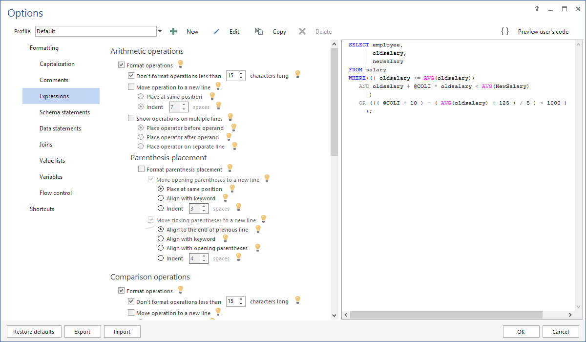 apex sql formatter