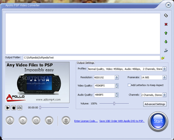 Apollo PSP Video Converter screenshot