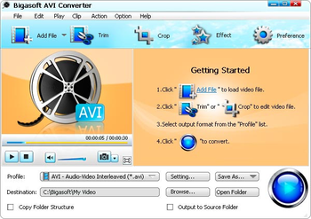 Bigasoft AVI Converter screenshot