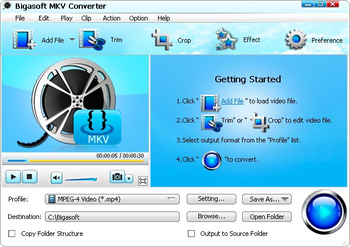 Bigasoft MKV Converter screenshot