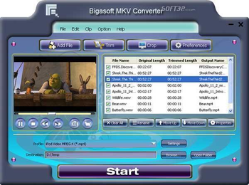 Bigasoft MKV Converter screenshot 3
