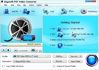 Bigasoft PSP Video Converter screenshot