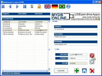 Bookmarks & Login Organizer MYDB screenshot