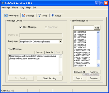 bulkSMS - SMS & WAP Push Software screenshot 2