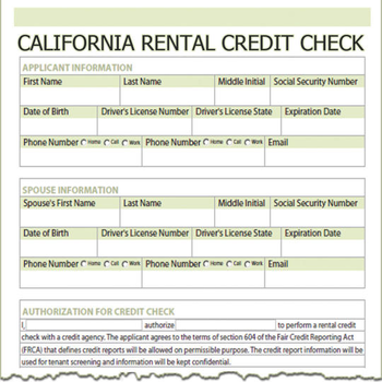 California Rental Credit Check screenshot