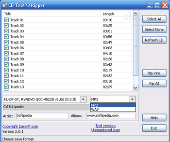 CD To MP3 Ripper screenshot