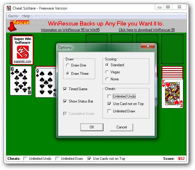 cheat code for microsoft solitaire collection