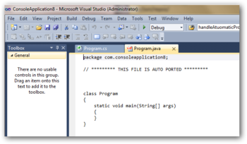 CodePorting C#2Java Visual Studio Addin screenshot 3