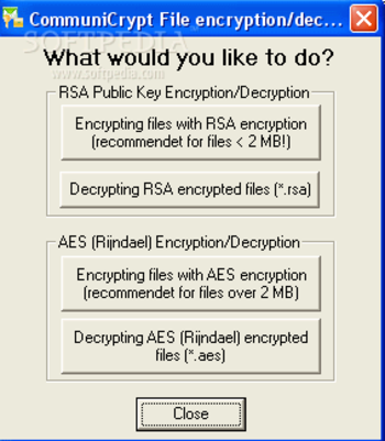 CommuniCrypt File Encryption Tools screenshot