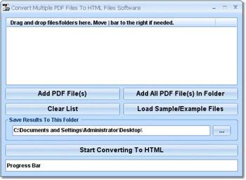 Convert Multiple PDF Files To HTML Files Software screenshot