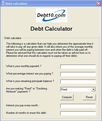 Debt10 Calculator screenshot
