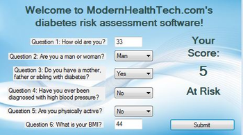 Diabetes Risk Test screenshot