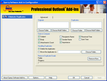 Duplicate Email Eliminator for Outlook 2007/Outlook 2010  screenshot