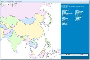 East Asia Interactive Map Quiz Software screenshot