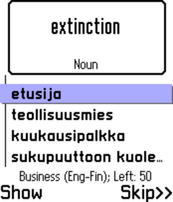 ECTACO FlashCards English <-> Finnish for Nokia screenshot