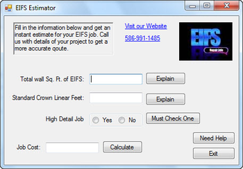 EIFS Estimator screenshot