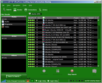 Emerald P2P UltraPeer screenshot