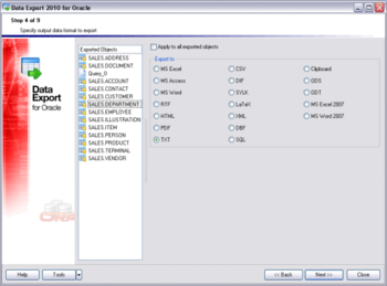 EMS Data Export for Oracle screenshot