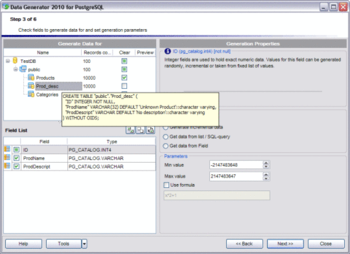 EMS Data Generator for PostgreSQL screenshot