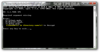 ESET Win32/Mabezat.A decryptor screenshot