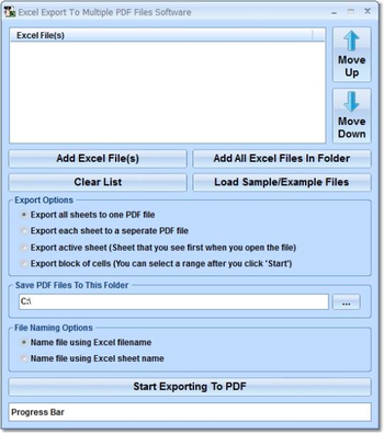 Excel Export To Multiple PDF Files Software screenshot