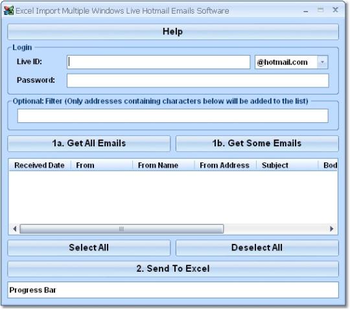 Excel Import Multiple Outlook.com Hotmail Emails Software screenshot