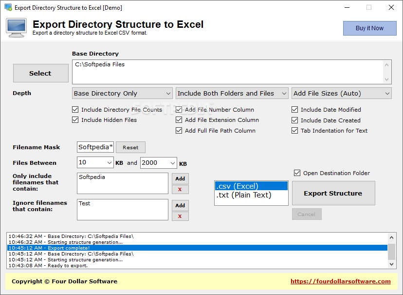 how to export directory list to text file