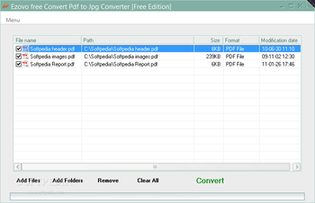 Ezovo free Convert Pdf to Jpg Converter screenshot