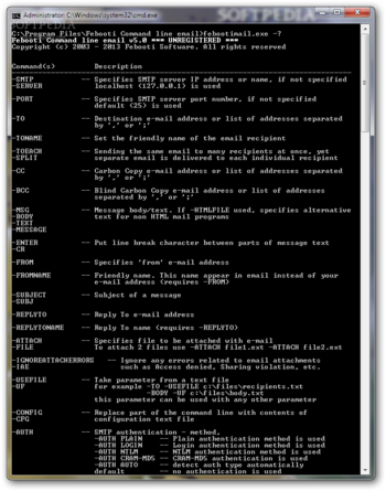 febooti Command Line Email screenshot