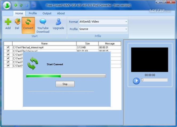 Free Convert WMV 3GP ASF AVI FLV iPod screenshot 2