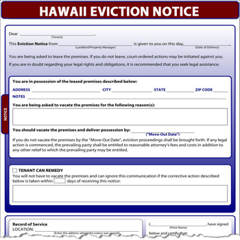 Hawaii Eviction Notice screenshot