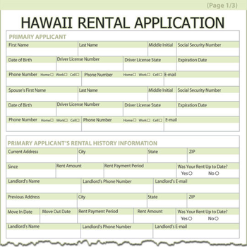 Hawaii Rental Application screenshot