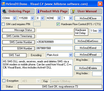 HS SMS DLL Library screenshot