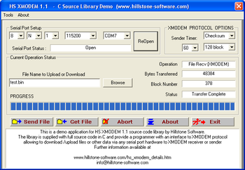 HS XMODEM C Source Library screenshot