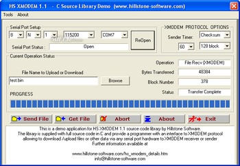 HS XMODEM C Source Library screenshot 3