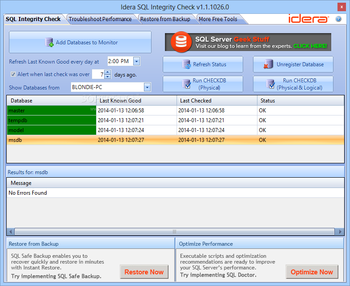 Idera SQL Integrity Check screenshot