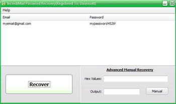 Incredimail Password Recovery screenshot