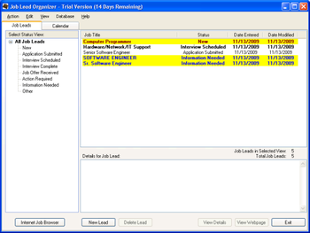 Job Lead Organizer screenshot