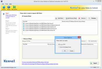 Kernel for Lotus Notes to Outlook screenshot