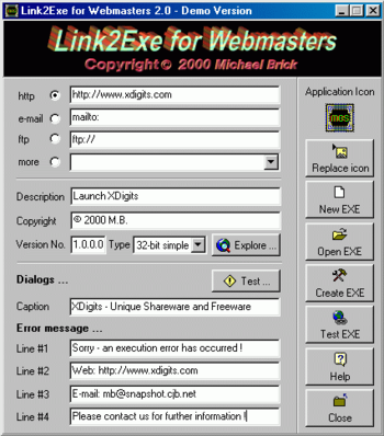 Link2Exe for Webmasters screenshot