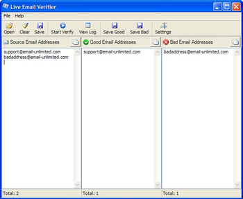 Live Email Verifier screenshot